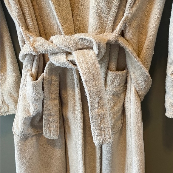 Towel Plush Robe Cream Bathrobe wt Belt Long Sleeve Comfortable Soft 100% Cotton - Picture 5 of 10